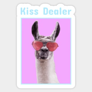 Kiss Dealer Llama with Heart Glasses Sticker